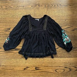 Anthropologie beaded + embroidered top